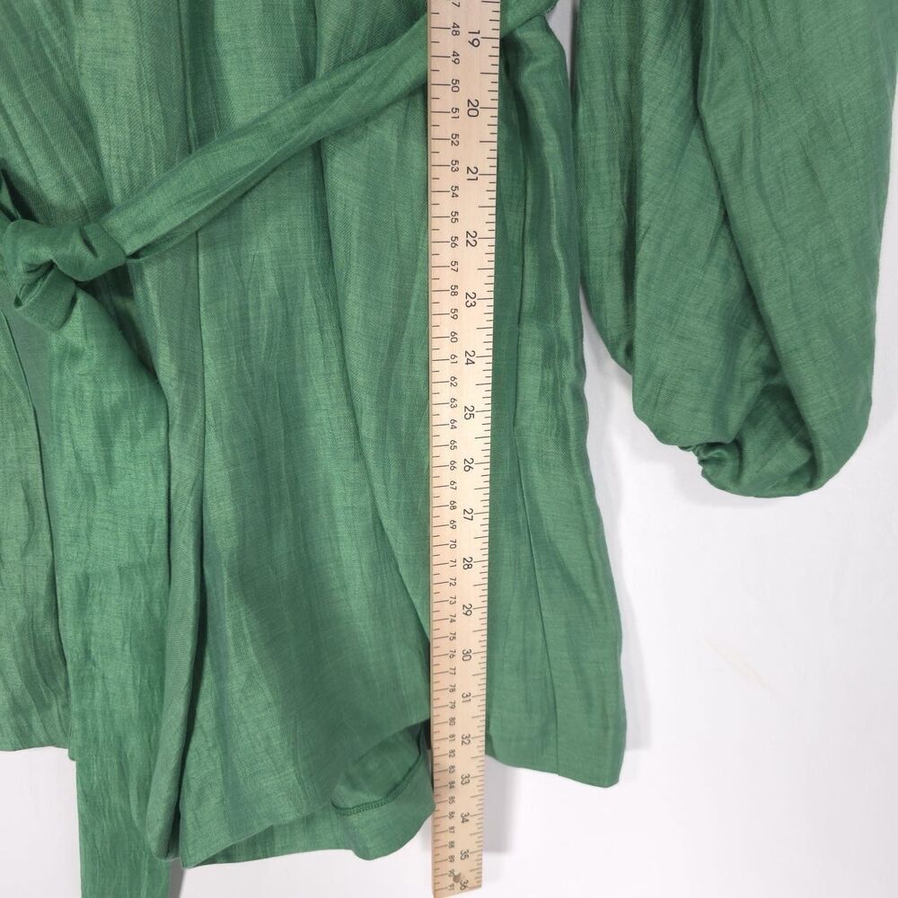 NWT MAJE Women’s‎ Size 40 US 8 LINEN Blend Short Jumpsuit Romper Green Lace - Picture 9 of 16